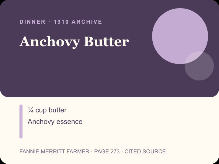 Anchovy Butter archival citation card