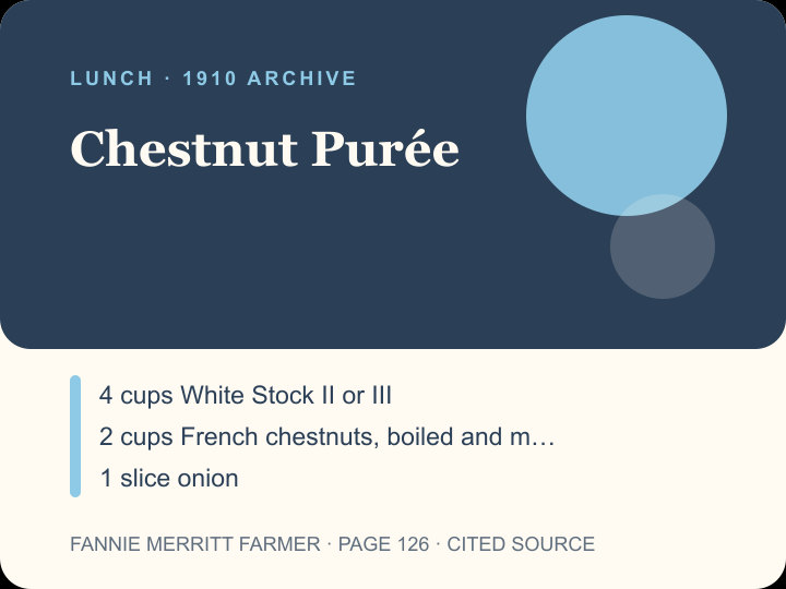 Chestnut Purée archival citation card