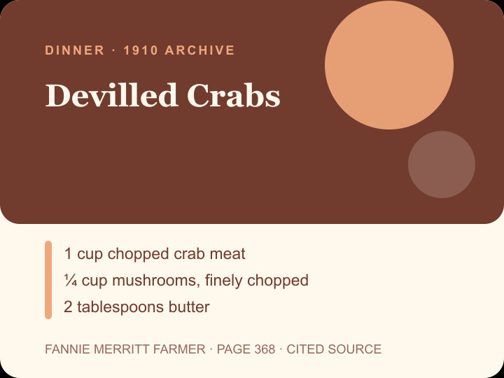 Devilled Crabs archival citation card