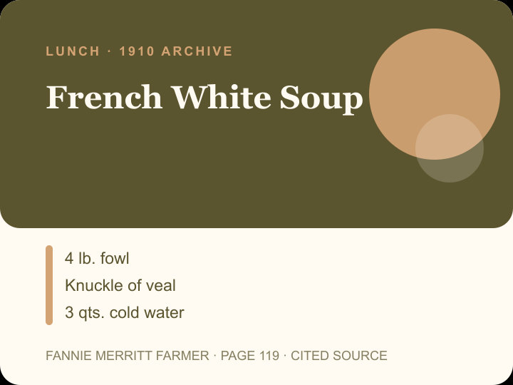 French White Soup archival citation card