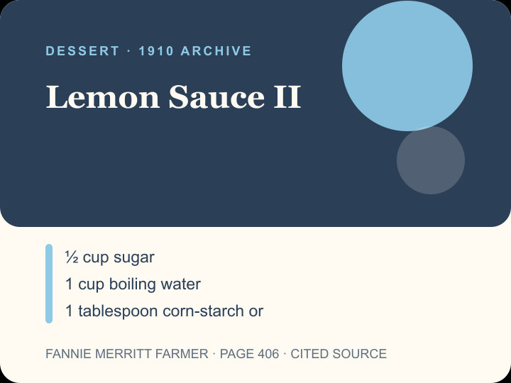 Lemon Sauce II archival citation card