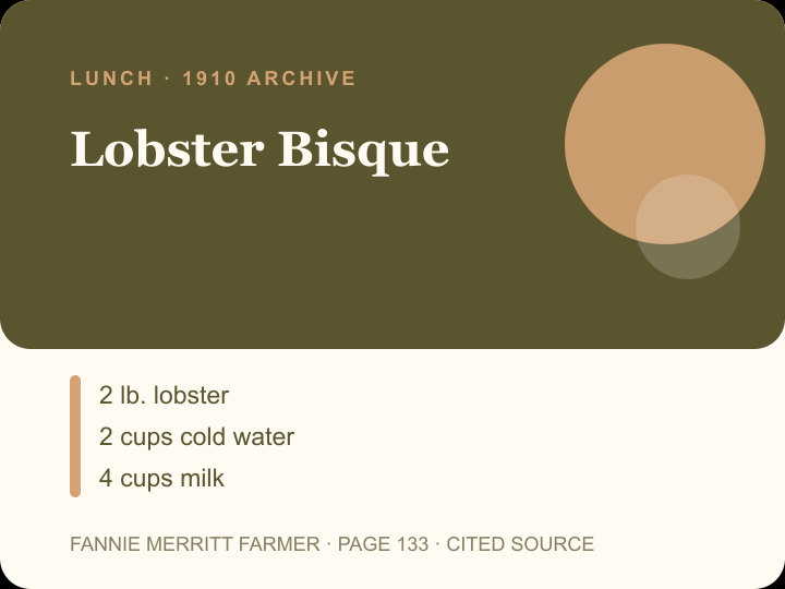 Lobster Bisque archival citation card
