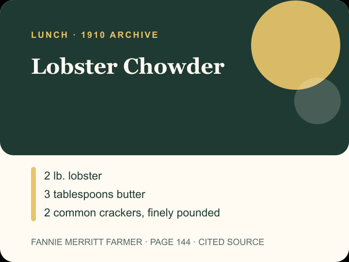 Lobster Chowder archival citation card
