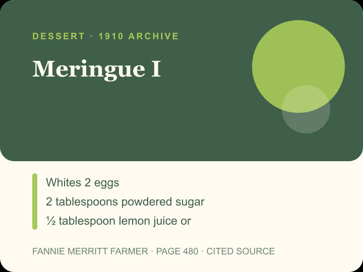 Meringue I archival citation card