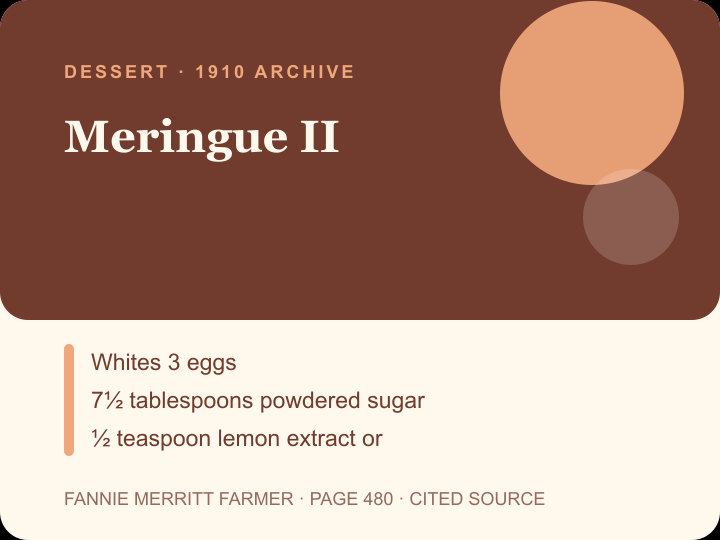Meringue II archival citation card
