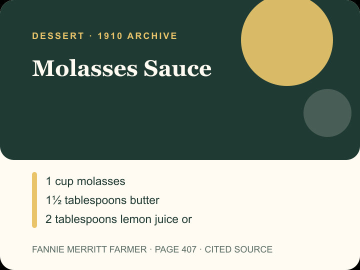 Molasses Sauce archival citation card