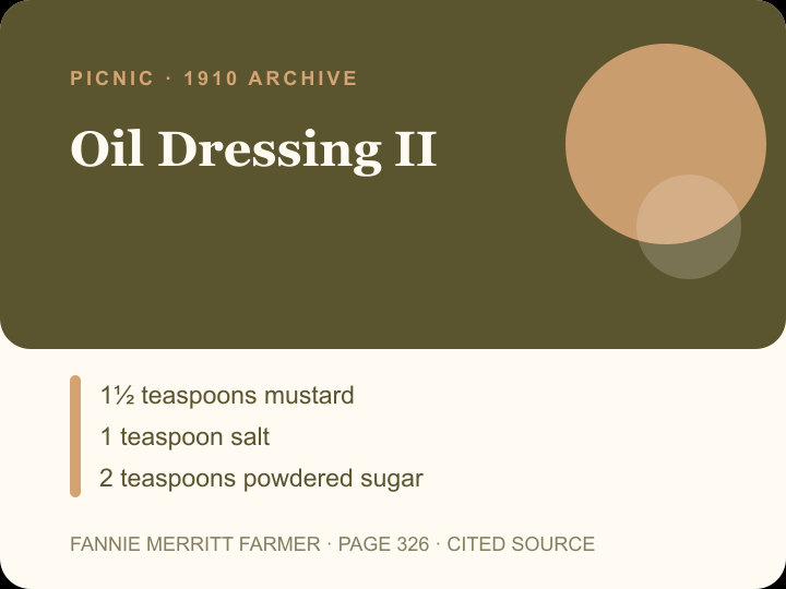 Oil Dressing II archival citation card