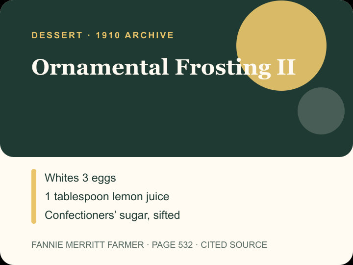 Ornamental Frosting II archival citation card