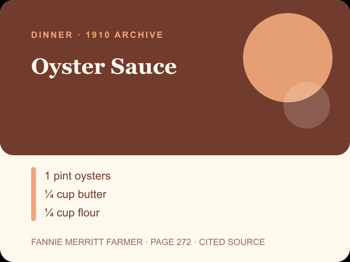 Oyster Sauce archival citation card