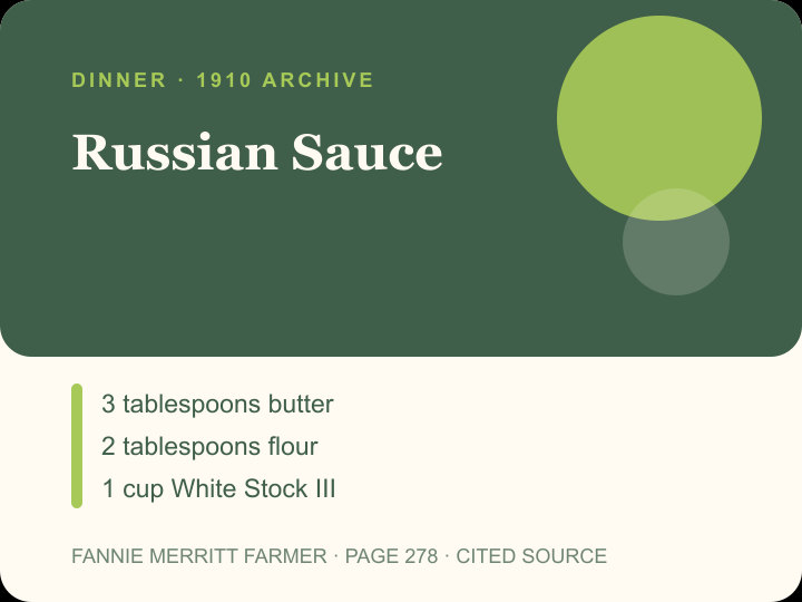 Russian Sauce archival citation card