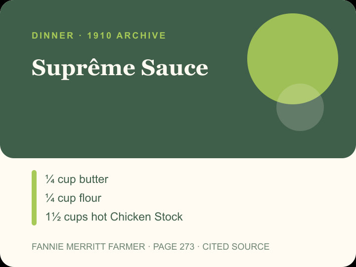 Suprême Sauce archival citation card
