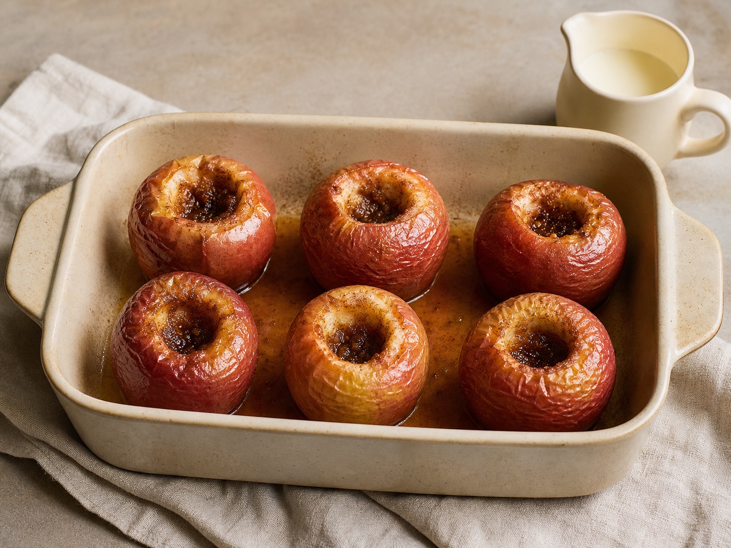 Cinnamon-Syrup Baked Apples, an original illustrative image based on the cited recipe