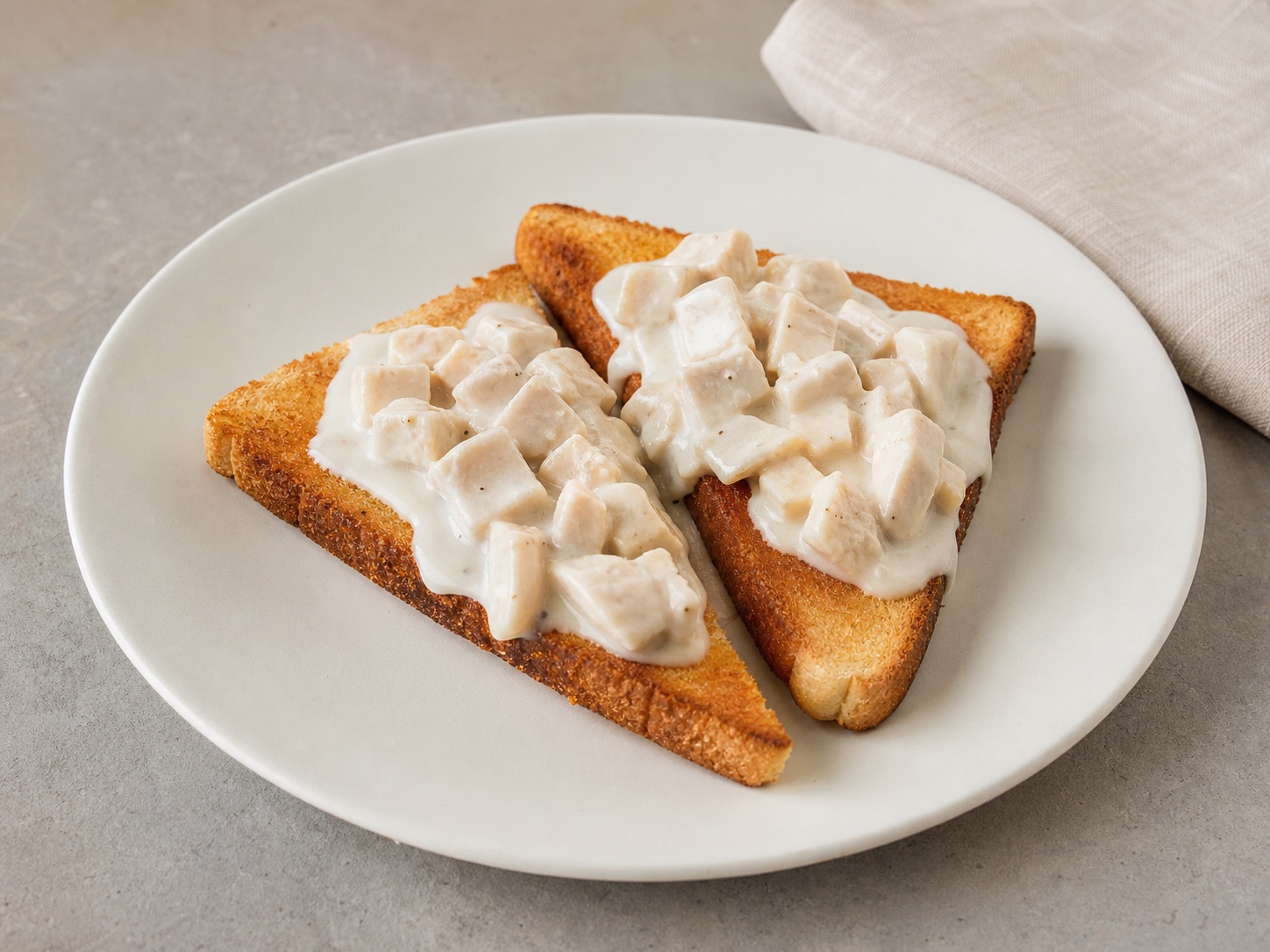 Creamed Chicken on Toast, an original illustrative image based on the cited recipe