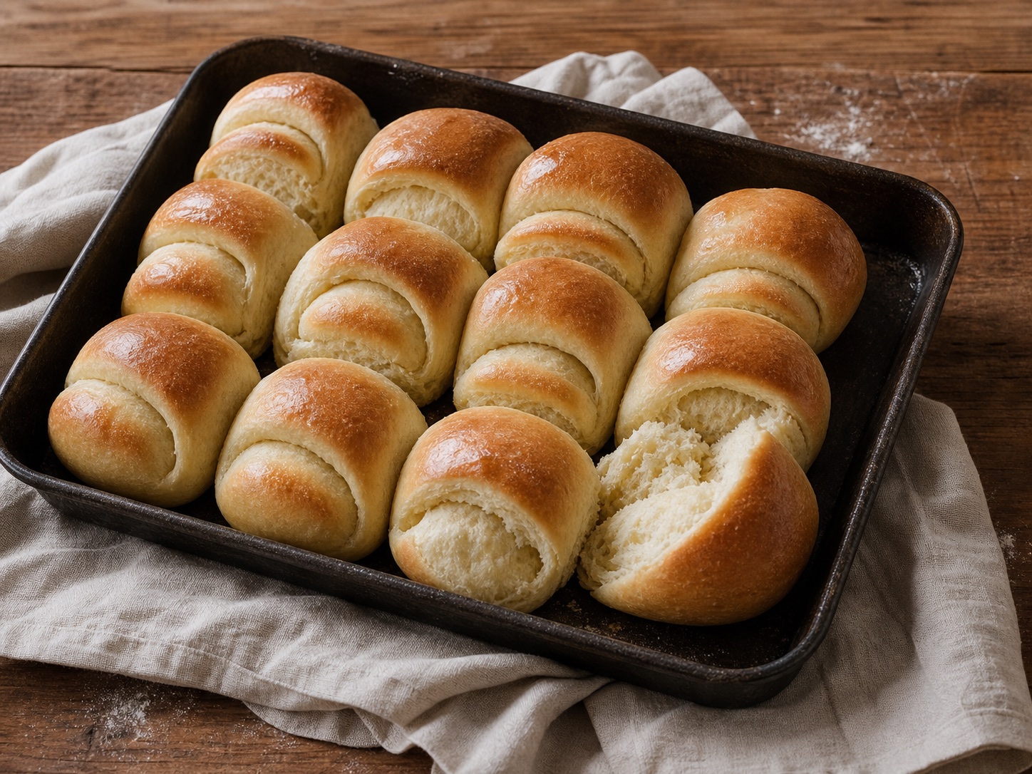 Classic Parker House Rolls, an original illustrative image based on the cited recipe